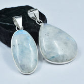 76.65 Ct Oval-Pear Rainbow Moonstone Pendant Healing Stone 925 Silver Gemstone