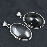 138.05 Carat Oval Cut Black Onyx Pendant Healing Stone 925 Silver Gemstone