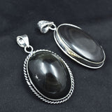 138.05 Carat Oval Cut Black Onyx Pendant Healing Stone 925 Silver Gemstone