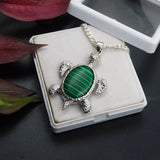 Silver 925 Beautiful Pendant With Chain 97.00 Ct Natural Turtle Fancy Green Jade