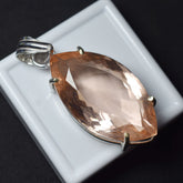 80 Ct Marquise Padparadscha Sapphire 925 Sterling Silver Pendant CERTIFIED Gems