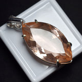 80 Ct Marquise Padparadscha Sapphire 925 Sterling Silver Pendant CERTIFIED Gems
