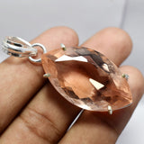 80 Ct Marquise Padparadscha Sapphire 925 Sterling Silver Pendant CERTIFIED Gems