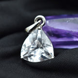 CERTIFIED White Sapphire Natural Trillion Pendant 20.50 Ct Sterling Silver Gems