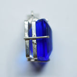 92.4 Ct Natural Blue Topaz Pendant 925 Sterling Silver square Gemstone CERTIFIED