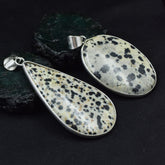 Dalmatian Jasper 114 Ct Oval-Pear Cut Pendant Healing Stone 925 Silver Gemstone