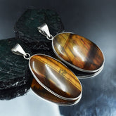 Dolomite Tiger Eye 114 Ct Oval Cut Pair of 925 Sterling Silver Pendant 925 Gems