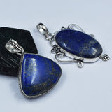 Lapis Lazuli Oval-Pear 138Ct Pendant Healing Stone 925 Silver Gemstone CERTIFIED