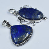 Lapis Lazuli Oval-Pear 138Ct Pendant Healing Stone 925 Silver Gemstone CERTIFIED