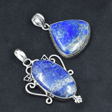Lapis Lazuli Oval-Pear 138Ct Pendant Healing Stone 925 Silver Gemstone CERTIFIED