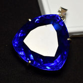 Lab-Created 139 Ct Trillion Topaz 925 Sterling Silver Pendant Gemstone CERTIFIED