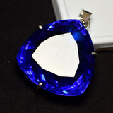 Lab-Created 139 Ct Trillion Topaz 925 Sterling Silver Pendant Gemstone CERTIFIED