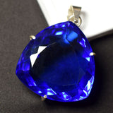 Lab-Created 139 Ct Trillion Topaz 925 Sterling Silver Pendant Gemstone CERTIFIED