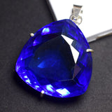 Lab-Created 139 Ct Trillion Topaz 925 Sterling Silver Pendant Gemstone CERTIFIED