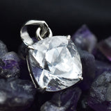 30.74 Ct Silver White Natural Sapphire Square Cut Pendant Gemstone CERTIFIED