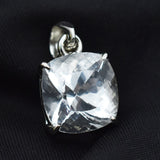 30.74 Ct Silver White Natural Sapphire Square Cut Pendant Gemstone CERTIFIED