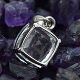 30.74 Ct Silver White Natural Sapphire Square Cut Pendant Gemstone CERTIFIED