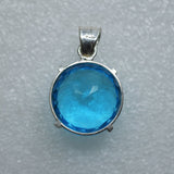 925 Sterling Silver Natural Blue Topaz Pendant Round 60.80 Ct Gemstone CERTIFIED