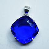 103 Ct 925 Sterling Silver Pendant BLUE Topaz Natural Certified Gems For Gift