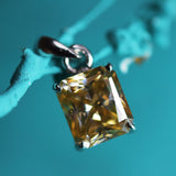 14 Ct Synthetic Champagne Moissanite CERTIFIED 925 Sterling Silver Gems Pendant