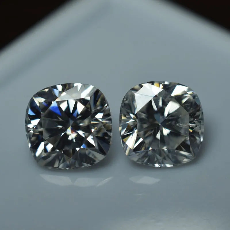 certified moissanite cushion gem pair 8.36 ct d color