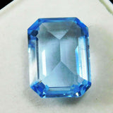 Natural Blue Aquamarine Gemstone in Emerald Cut - GIR Certified, Jewelry Grade on White Box