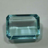 Emerald Cut Ocean Blue Aquamarine Gemstone 8 Ct Translucent Loose Stone on White Background