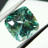 Natural grandidierite, 3 ct square cut, bluish-green, certified gemstone.