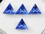 Natural blue sapphire lot, 6 certified loose gemstones, trillion cut, 5x5 mm size.