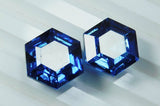 Certified 20.15 ct natural blue sapphire pair, fancy cut, loose gemstones.