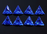Loose trillion cut blue sapphire, 5x5 mm size, 8 ct natural gemstone, certified quality.