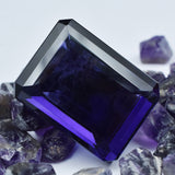 Certified Natural Amethyst 115.55 Ct – Rare Large Emerald Cut Loose Gemstone