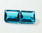 Eye Clean Aquamarine Gemstone Pair placed side by side on white background