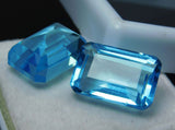 A++ Grade Aquamarine Gemstone Pair, translucent blue on white box