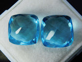 Close-Up of Cushion Cut Aquamarine Gemstones Showing Asterism Effect