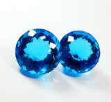 Natural Aquamarine Round Cut Gemstone Pair Excellent Cut Grade 106 Carat