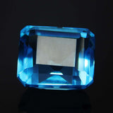 Certified Blue Aquamarine Gemstone on Black Background - Emerald Cut, Excellent Clarity