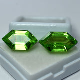 Stunning 16 Ct Peridot Pair – Certified Natural Green Fancy Cut Loose Gemstones