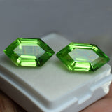 16 Carat Natural Peridot Pair – Certified Rare Green Fancy Cut Loose Gemstones
