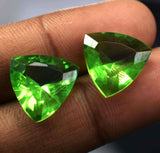 Certified 18.32 Ct Green Peridot – Natural Trillion Shape Loose Gemstone Pair