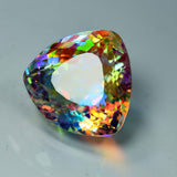 Rainbow Mystic Topaz CERTIFIED Trillion Cut 46.55 Ct Loose Gemstone Lab Created