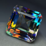 Lab-Created CERTIFIED Rainbow MYSTIC Topaz 74 Ct Square Cut Ring Size Gemstone