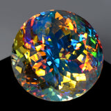66.35 Ct Natural Mystic Quartz Round Cut Rainbow Color CERTIFIED Rare Loose Gemstone