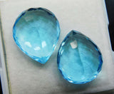 Loose A++ Blue Aquamarine Gemstone Pair in Pear Shape - GIR Certified, Vintage Look