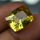 Natural Sapphire Yellow Color 10.23 Carat Cushion Cut Loose Gemstone CERTIFIED