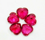 Heart Ruby Gemstones Arranged in Flower Pattern on White Background Natural Mogok Red Rubies