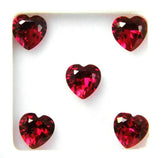 Heart Shaped Red Ruby Gemstones Set of 5 in White Box with Transparent Cover Natural Mogok Certified