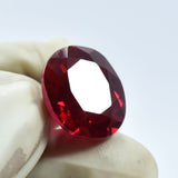 Natural Oval Cut Ruby 13.75 Ct Held in Gloved Hand Eye Clean Blood Red Certified Gemstone