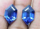 Natural flawless blue sapphires, certified fancy cut gemstones, loose pair, 15.98 ct total.