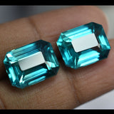 Bluish-green natural sapphire pair, 17.24 carats